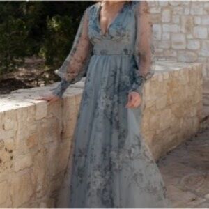 Baltic Born Sheer Light Blue Floral Dress